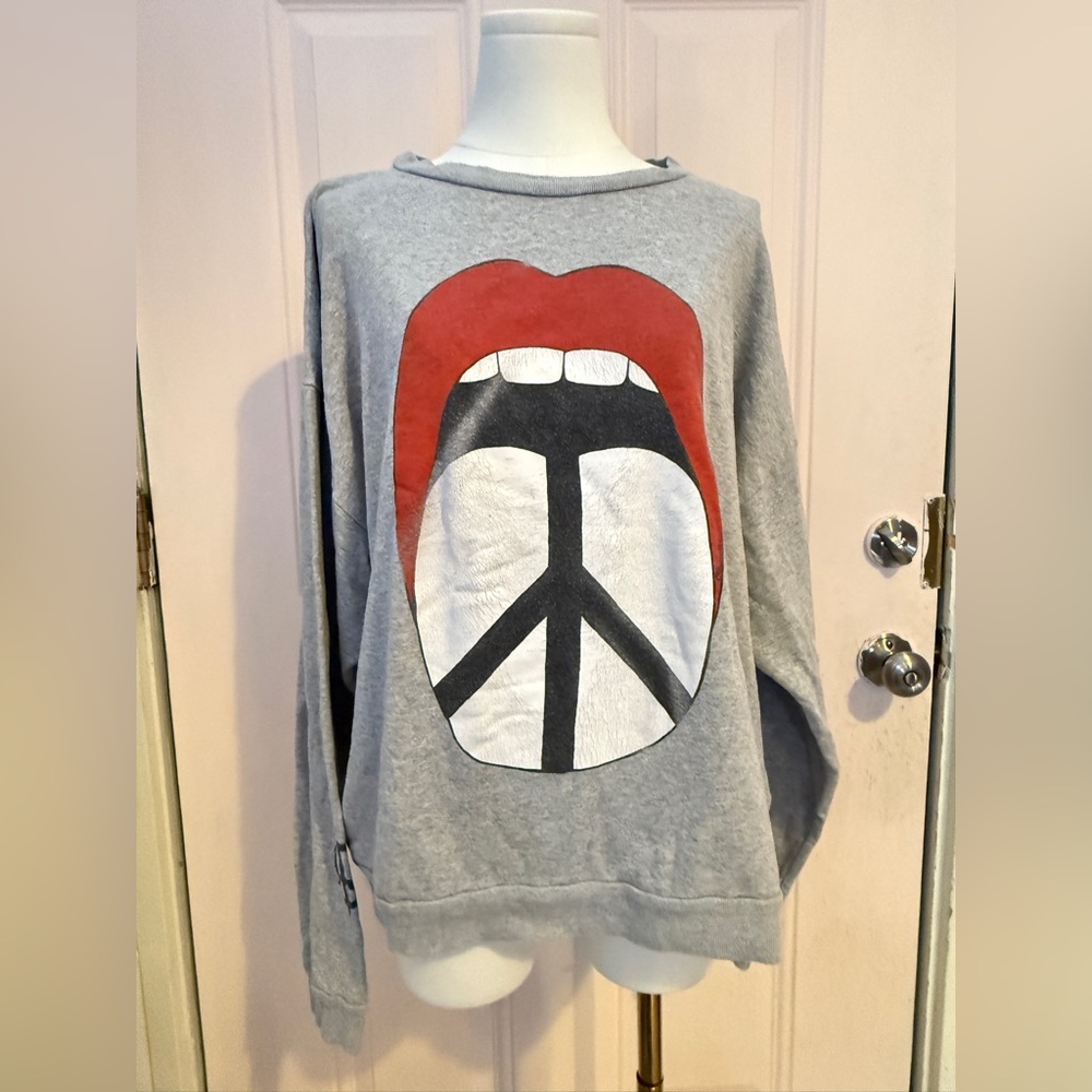 Lauren Moshi peace lips sweatshirt